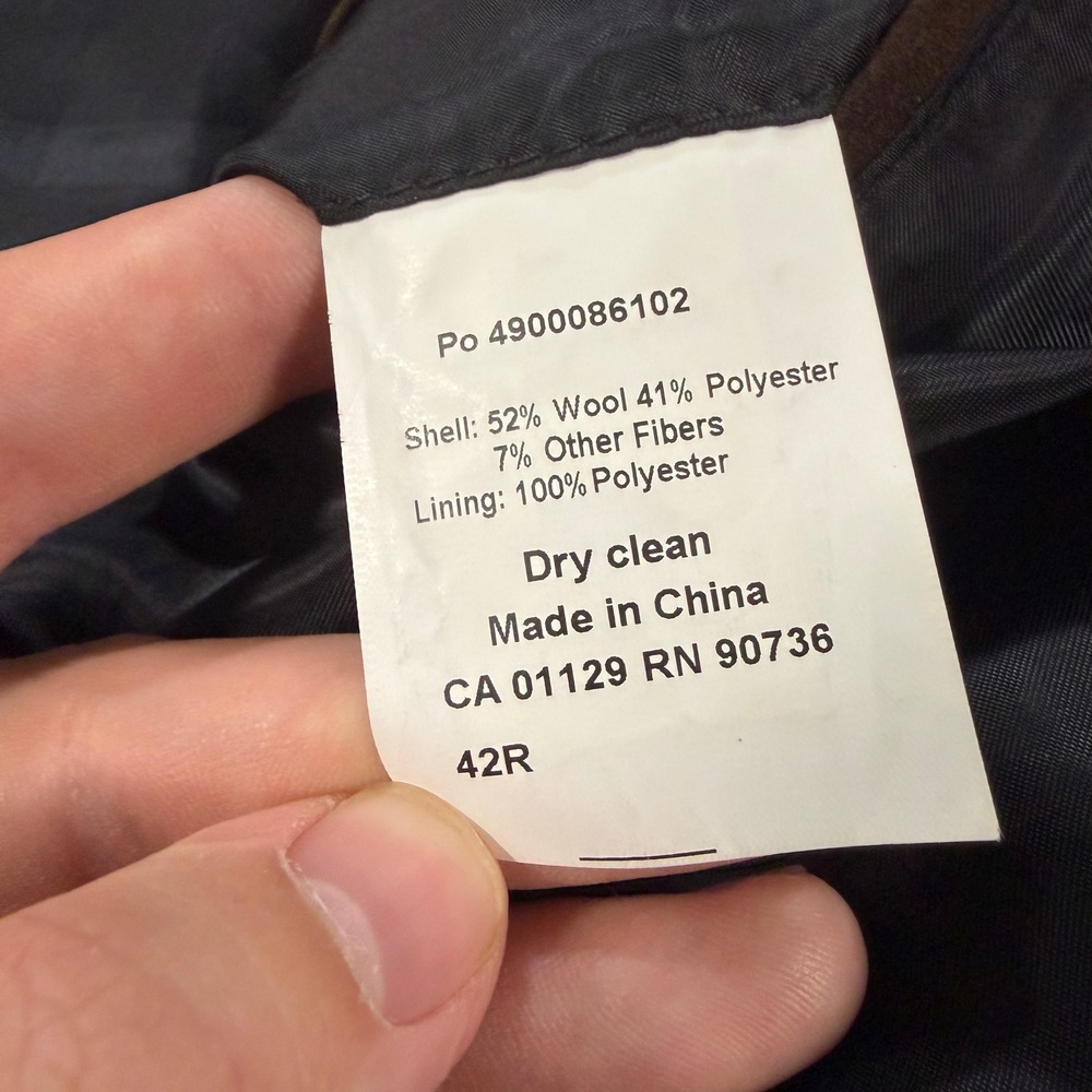 Lauren Ralph Lauren Mens 42R Wool Blend Car Coat Charcoal Grey Button Overcoat - Picture 5 of 10
